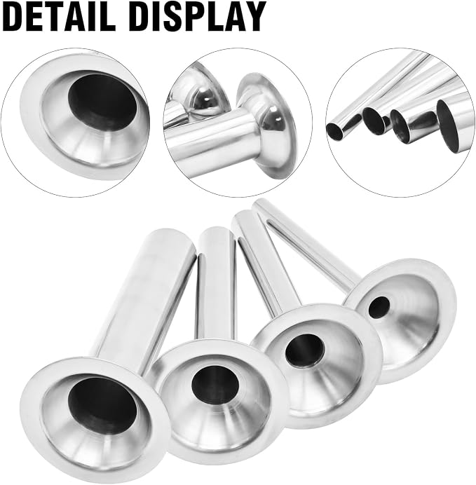 Hoypeyfiy 4Pcs #8 Sausage Stuffing Tubes, Stainless Steel Sausage Stuffer Kit for Meat Grinder Kitchenaid Plastic FGA Food Grinder
