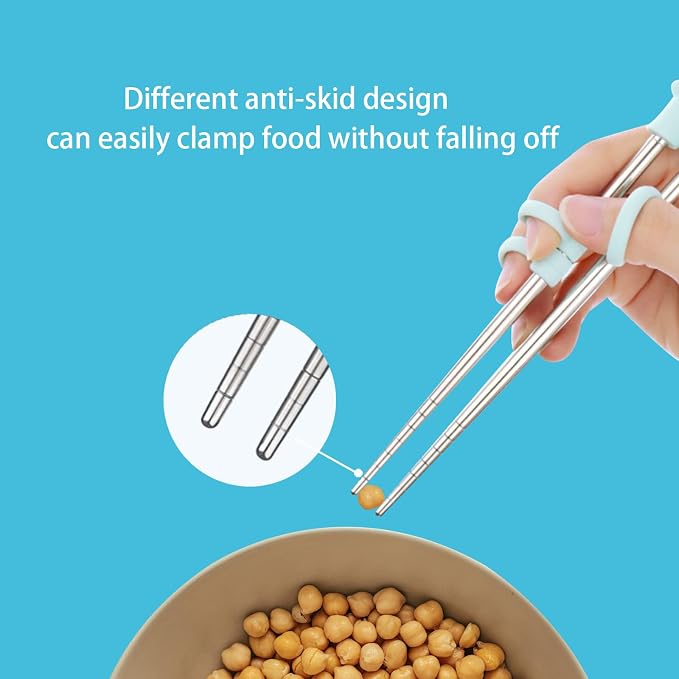 2 Pairs Training Chopsticks with Case Learning Chopstick Helper Stainless Steel Reusable Metal Beginner Chopsticks Pink and Blue