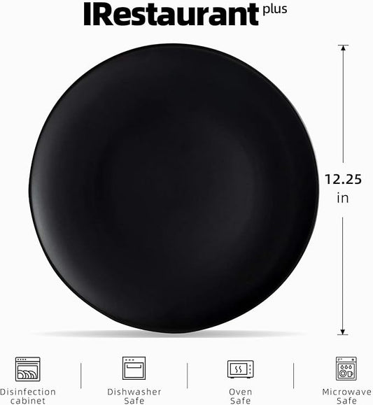 Stoneware Coupe Commercial Grade Dinnerware, Matte Black Plate 12.25", Case of 12