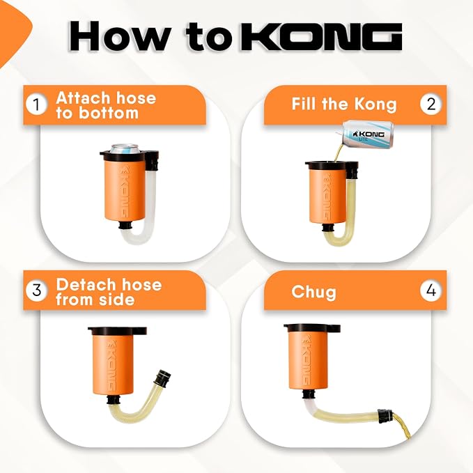 The Kong 2.0 - A Portable Can or Bottle Cooler/Cup With A Detachable, Expandable, Hose To Funnel Your Drink (Orange)