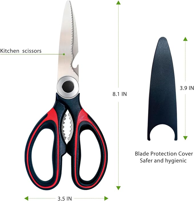 Kitchen Scissors 2 Pack Shears All Purpose Heavy Duty Sharp for Food | Multipurpose, Utility Sharp, Dishwasher Safe, For Poultry, Meat, Vegetable