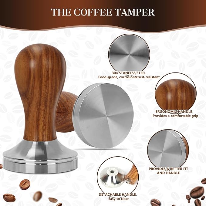 Y-Step 58mm Espresso Accessories Kit, 23 PCS Coffee Tamper Set Barista Tools Kit, with Sandalwood Espresso Tamper, Coffee Stirrer, Frothing Pitcher, Tamper Mat, Latte Art Pen for Espresso Machine