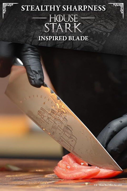 Dalstrong 8 inch Chef Knife- Game of Thrones™ Knife - House Stark™ Edition - German P remium Steel - Professional G10 Handle -Collection Item Toughbuilt Knife- w/Sheath