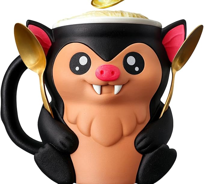 Ice Cream Pint Holder – Fits Standard Pints – Dual Spoon Sockets – Keeps Hands Warm – Fun Unique Designs with Vibrant Colors – Reusable Ice Cream Sleeve - Ramen Noodle Holder (Bat)
