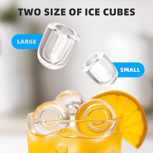 Antarctic Star Countertop Ice Maker Machine, 8 Cubes in 6 Mins, 26.5 lbs/Day, Self-Cleaning, 2 Sizes, Ultra-Quiet for Home/Kitchen/Camping/RV Grey