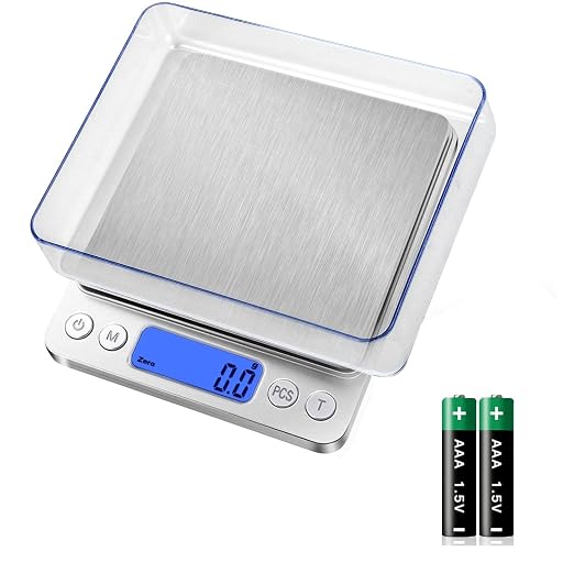 Digital Food Kitchen Scale, 3000g/0.1g High Accuracy Mini Pocket Scale Measures in Grams and oz for Cooking, Baking, Jewelry, Tare Function,2 Trays, LCD Display (Batteries Included)