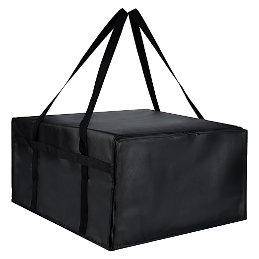 Insulated Pizza Delivery Bag for Carry Hot, 24" x 24" x 14" Insulated Food Delivery Bag, Grocery Cooler Bags for Catering/Doordash, Commercial Food Warmers（Black, 1Pk） | Carrier Warmer for Hot/Cold Food, Insulated Food Delivery Bag, Insulated Grocery C...