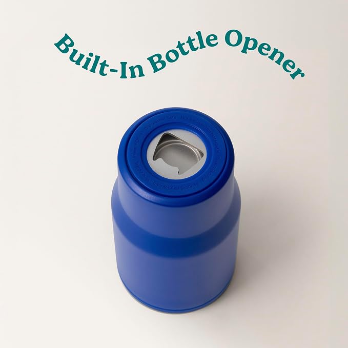Reduce 4-in-1 Drink Cooler - Versatile Can & Bottle Holder with Vacuum Insulation - Keeps Drinks Cold Up to 4 Hours - Includes Bottle Opener - Fits Cupholders & Dishwasher Safe - 14oz - Go Blue