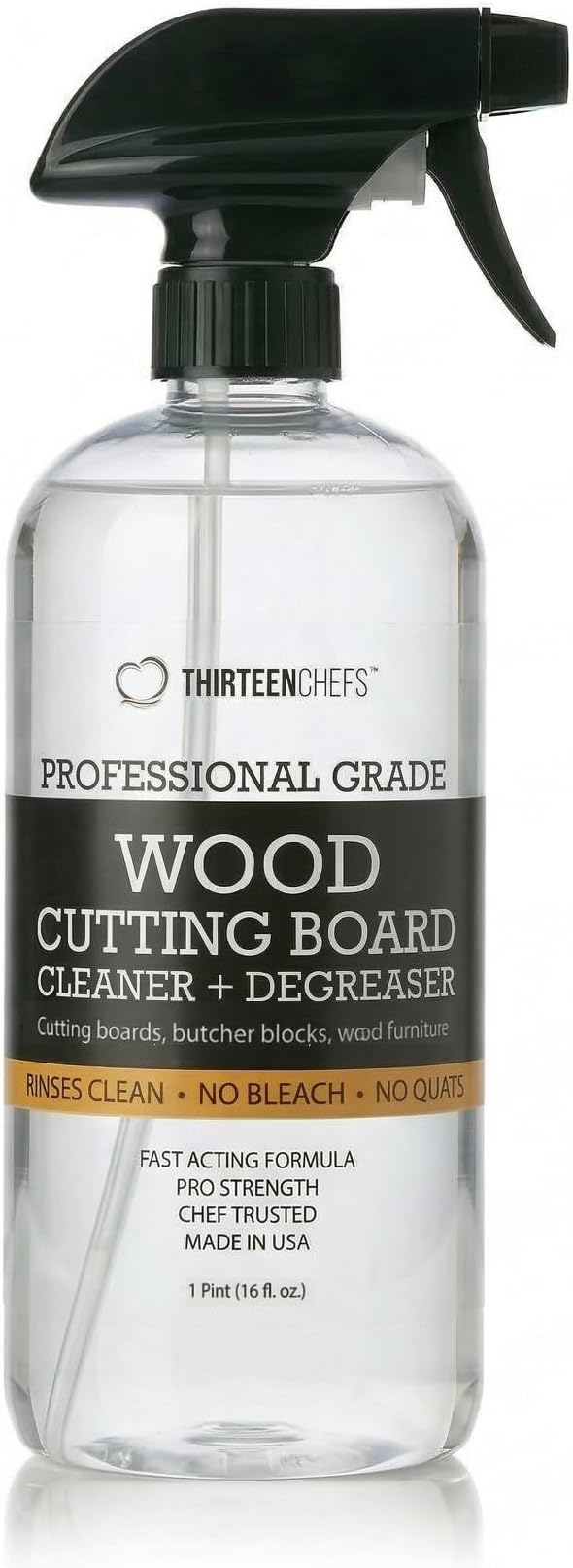 Thirteen Chefs Wood Cutting Board Cleaner - Food Safe Spray for Butcher Blocks and Countertops, Spray Soap for Wooden Surfaces (16oz)