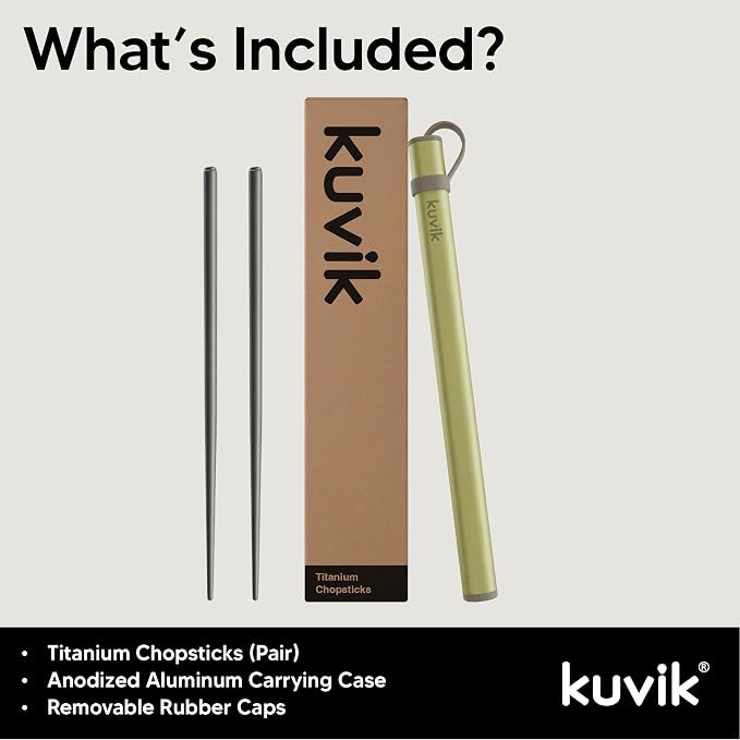 Kuvik Titanium Chopsticks with Lemon Yellow Carrying Case