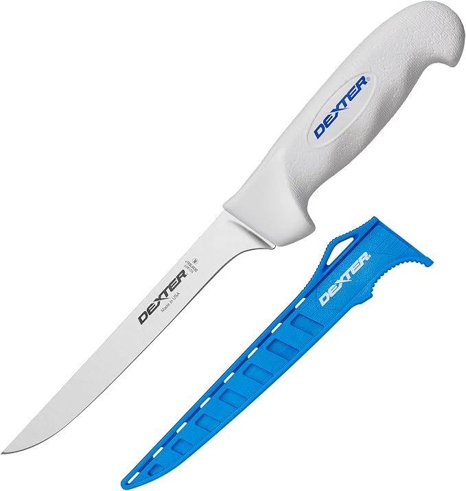 Dexter Outdoors SOFGRIP 6" Fillet Knife with Edge Guard, Stainless | High-carbon American stainless blade sized for panfish. Corrosion resistant with soft non-slip grip, edge guard included.