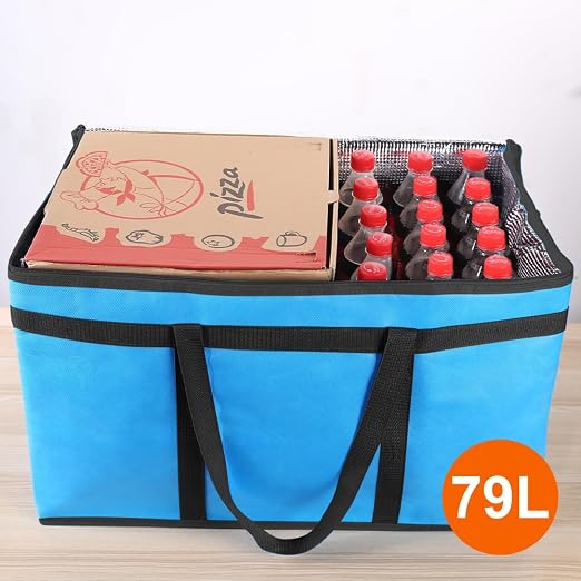 Bodaon Insulated Food Delivery Bag for Hot and Cold Meal, XXX-Large, Grocery Tote Insulation Bag for Catering, Pizza Warmer, Blue, 1-Pack | Grocery Tote Insulation Bag for Catering/Drivers for Hot and Cold Meal, Pizza Warmer, Cooler Bag, Food Warmers f...