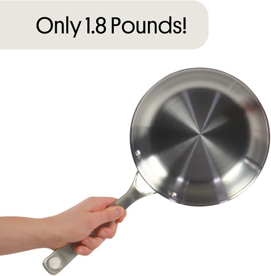 STRATA Carbon Steel Clad 8.5" Frying Pan Skillet, 3-Ply Carbon Steel Cookware with Aluminum Core, Lightweight (1.8 lbs), Even Heating, Stick-Resistant When Seasoned, Versatile & Fast-Heating