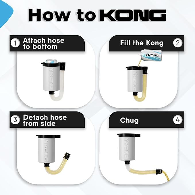 The Kong 2.0 - A Portable Can or Bottle Cooler/Cup With A Detachable, Expandable, Hose To Funnel Your Drink (White)