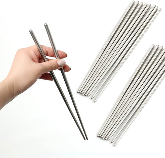 Vacuum Chopsticks 10 Pairs For Asian Party Korean Restaurants Reusable Dishwasher Safe Lightweight Stainless Steel Chopsticks Non-Slip
