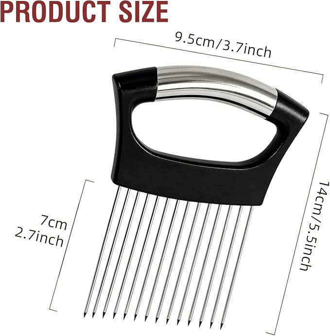 Onion Holder for Slicing, Onion Cutter Vegetable Chopper, Food Slicer Assistant Tool for Fruit Lemon and Meat,Stainless Steel Tomato Slicer Vegetable Cutter for Potato, Avocados, Eggs,