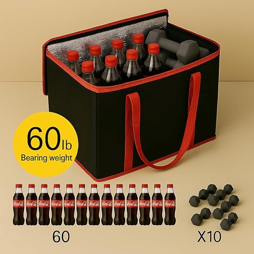 musbus 2Pk Trunk Organizer for Car Insulated Reusable Grocery Bags, Collapsible Cooler Bag for Groceries, Heavy Duty Large Insulated Bag (Large, Charcoal Black)