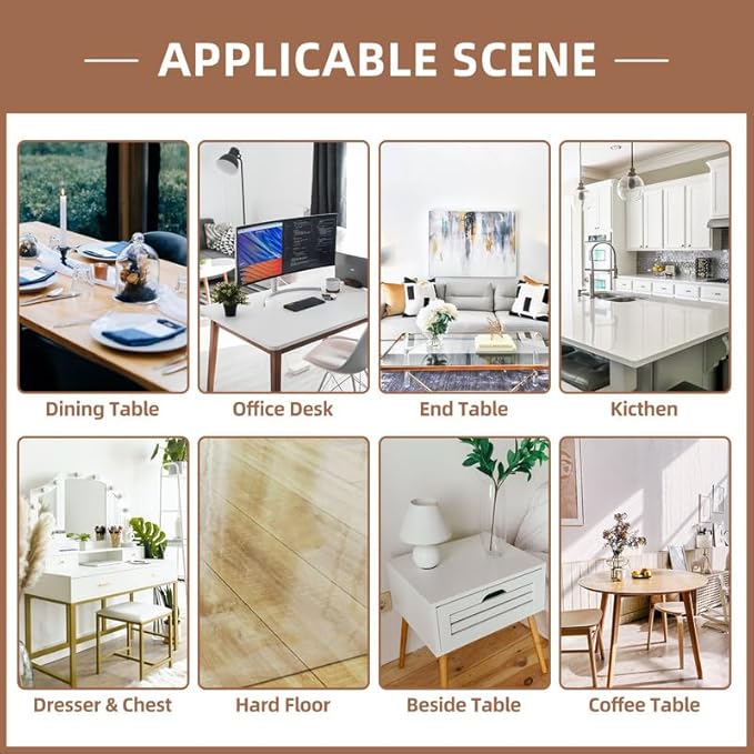 Warmstar Clear Table Cover Protector 12 x 72 Inch,1.5mm Thick Plastic Table Cover Rectangle,PVC Clear Table Protector,Desk Protector Mat for Kitchen, Dresser, Writing Desk，Dining Room Table