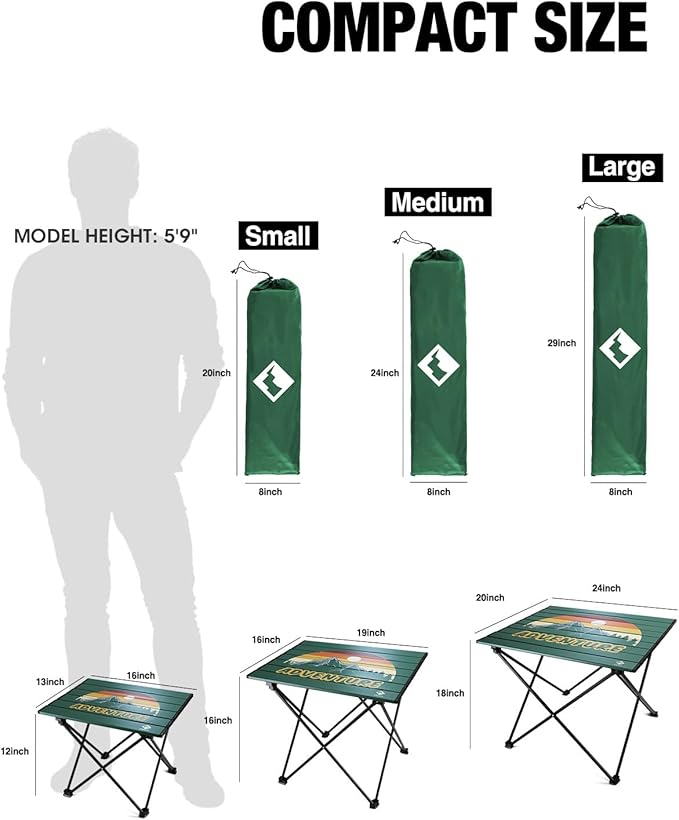 VILLEY Portable Camping Side Table, Ultralight Aluminum Folding Beach Table | Lightweight & Portable, Aluminum Folding Table with Carry Bag for Camping, Outdoor Cooking, Beach, Picnic, Boat & Travel