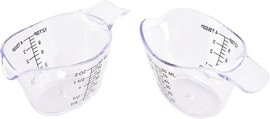 2 Pack Small Measuring Cups, 2oz/60ml Mini Measuring Cup with tsp/Tbsp/oz/ml Markings, Clear Easy-Read Scale for Kitchen, Resin, DIY, Beauty Mixing (2)