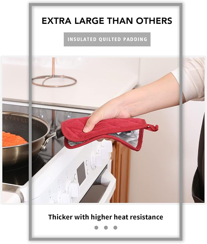 Joyhalo 6 Pack Pot Holders for Kitchen Clearance | Cotton Oven Holder with Great Heat Resistance, Potholders Sets for Kitchen, Countertops, Hot Pots and Pans, Dark Red