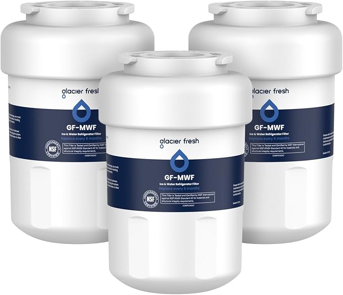 GLACIER FRESH MWF Refrigerator Water Filter Compatible with GE, 3-Pack | Compatible with SmartWater MWFP, MWFA, GWF, HDX FMG-1, WFC1201, RWF1060, 197D6321P006, Kenmore 9991