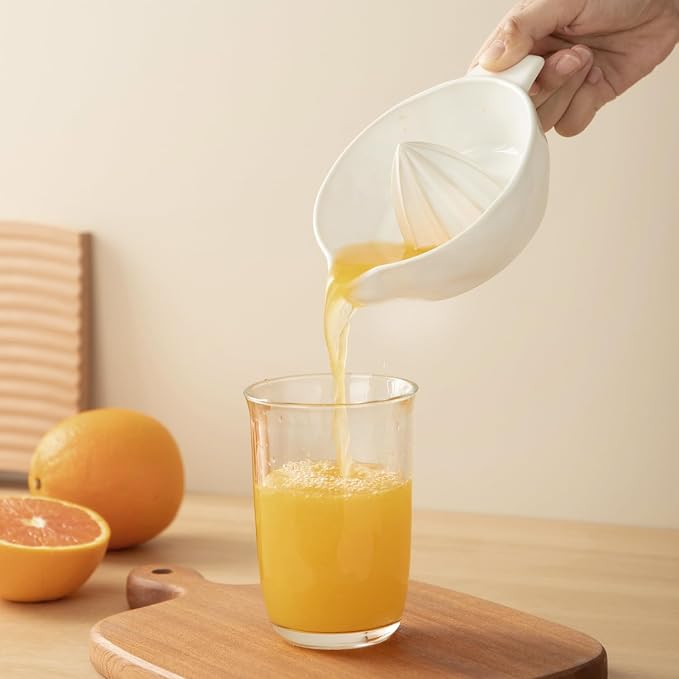 Ceramic Lemon Juicer Reamer Manual Citrus Lime Hand Squeezer Bowl Handheld | with Handle and Pour Spout, Easy to Use and Clean, Dishwasher Safe