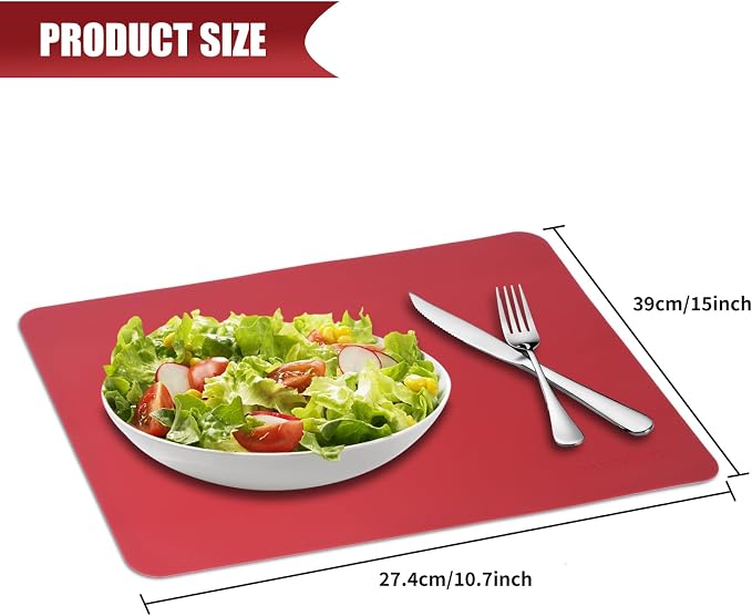 Silicone Table Mats Set of 4,Heat Resistant Mats,Washable Placemats, Silicone Placemats for Dining Table and Kitchen Table.