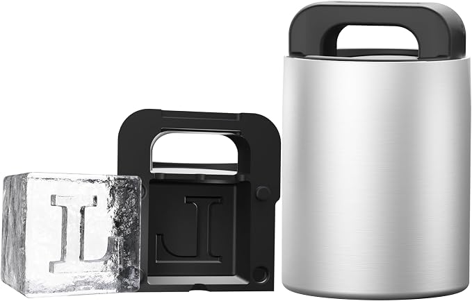 Letter L Monogram Clear Ice Cube Maker, 2" Big Ice Cubes Mold for Whisky and Cocktails, Large Initials Silicone Ice Cube Tray Personalized Gifts for Men (Letter L)