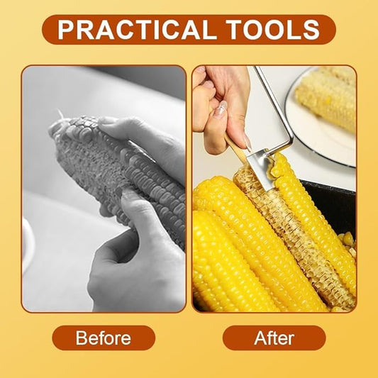 2 Packs Corn Peeler for Corn on the Cob, 2025 Upgraded Corn Stripper for Corn on the Cob, Long Handle Stainless Steel Corn Stripping Tool for Home Kitchen, Easy Clean Corn Cob Peeler as Gift for Women
