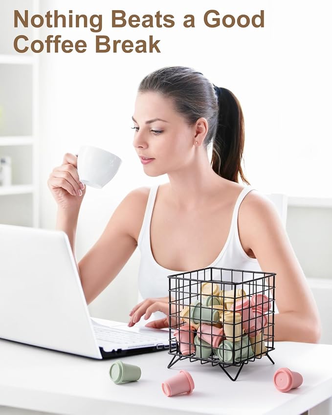 K Cup Holder, Coffee Pod Holders for K Cups, Black, 5.3x5.3x6.3 Inch | Coffee Bar Organizer, K Cup Holders for Counter, Large Capacity Coffee Pods Organizer, for Kitchen Counter & Office Desktop