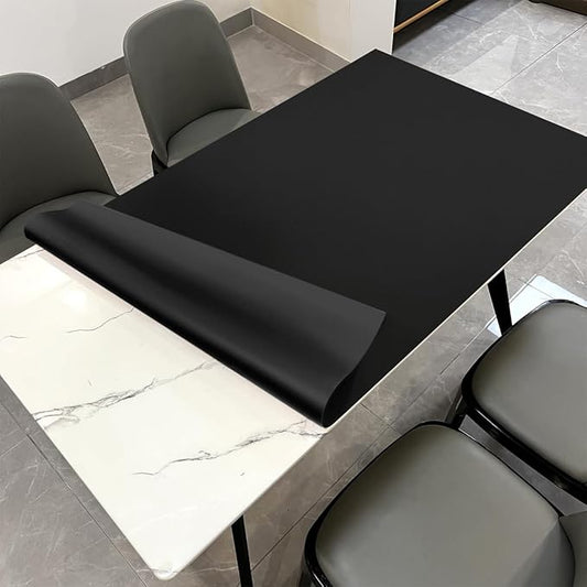 Desk Pad - 34x54 Inch Waterproof Easy to Clean Can Conceal Flaws Protector The Table Top from Scratches Used for Dining (Black+Black 34x54)