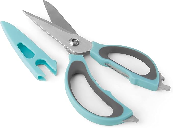 Farberware 4-in-1 Kitchen Shears, 2-Piece, Aqua and Gray