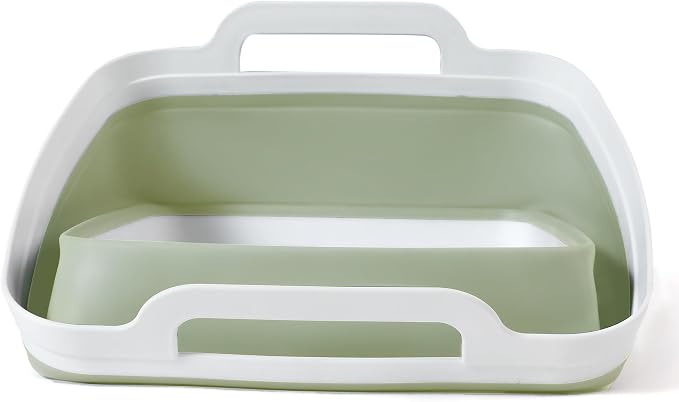 FOSJGO Collapsible Dish Basin with Drain Plug, Foldable Sink, 2.4 Gal (9L) | Space-Saving Wash Basin for Kitchen, Baby Bottles, Vegetable Washing, Camping, RV and Party Beverage Tubs