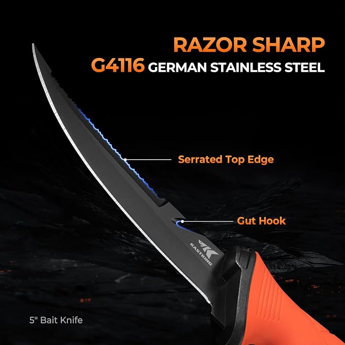 KastKing Paradox Fishing Knife Tool Set, Fishing Gifts for Men, 6-Piece | G4116 German Stainless-Steel Blade, Non-Slip Handle, Corrosion-Resistant, Custom Sheaths, Fishing Gear for Men