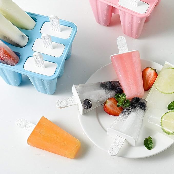 Popsicle Mould，Popsicle Maker Popsicle Molds 6 Pieces Silicone Ice Pop Molds BPA Free Popsicle Mold Reusable Easy Release Ice Pop Make (Blue)