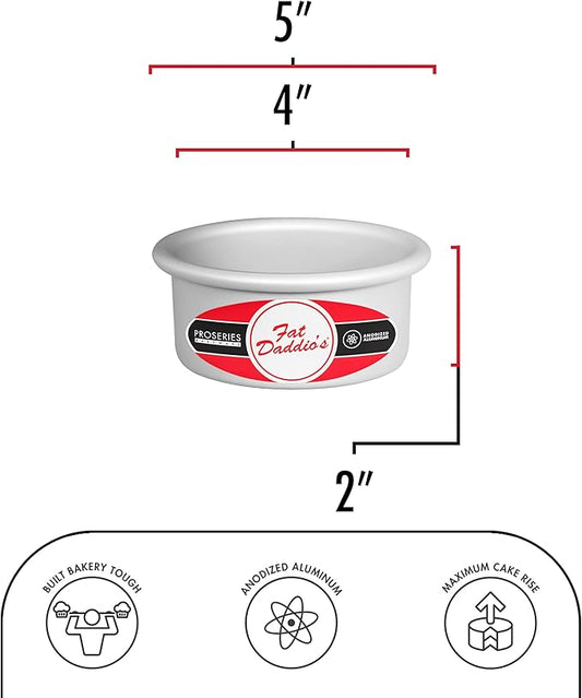 Fat Daddio's PRD-42CASE Anodized Aluminum Round Cake Pan, 4 x 2 inch, Set of 6