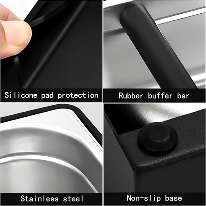 Espresso Knock Box,Large capacity Stainless Steel coffee knock box,espresso grounds knock box Suitable for use in cafés and homes(10.94 x 6.88 x 4.25 inch)