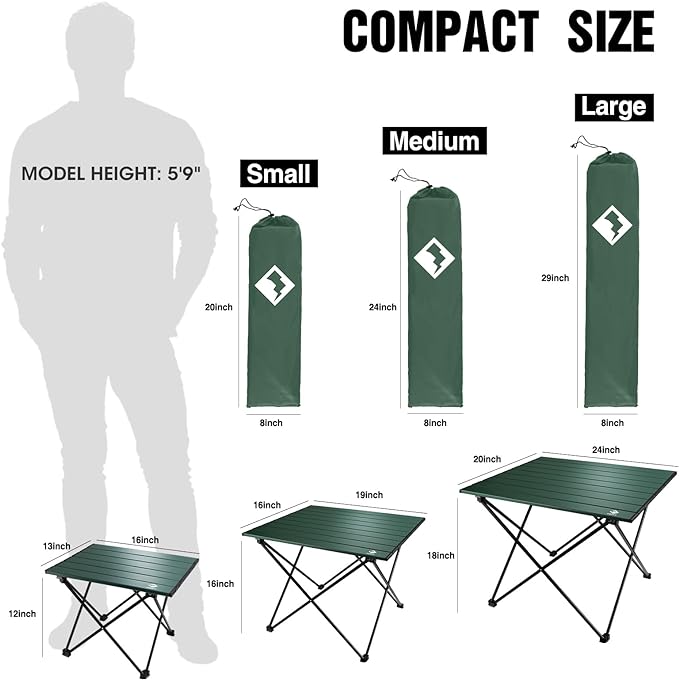 VILLEY Portable Camping Side Table, Ultralight Aluminum Folding Beach Table | Lightweight & Portable, Aluminum Folding Table with Carry Bag for Camping, Outdoor Cooking, Beach, Picnic, Boat & Travel