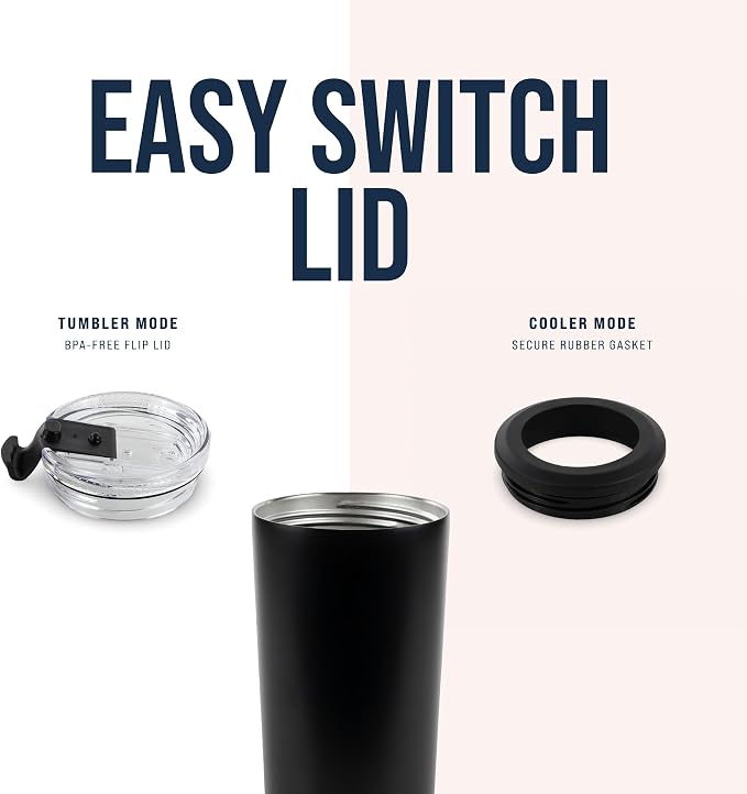 4 in 1 Universal Can Cooler - Black, Can Holder Insulated, Beer Bottle Cooler, Universal Holder for All Drink Sizes, Stainless Steel Insulated Tumbler, Tailgating Accessories