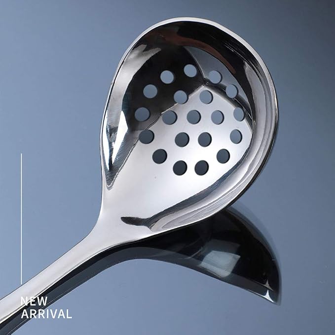 2PCS Slotted Spoon and Soup Ladle Set, Stainless Steel Soup Ladle Colander Set 7.8 Inches Cooking Skimmer Cookware Utensil for Home, Cooking Or Hotpot