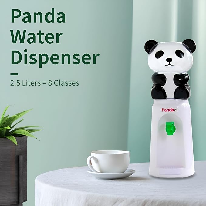 Panda Water Dispenser, 2.5 Liters Mini Desktop Water Dispenser Small Cooler Dispenser for Kids Room Office Desk - White