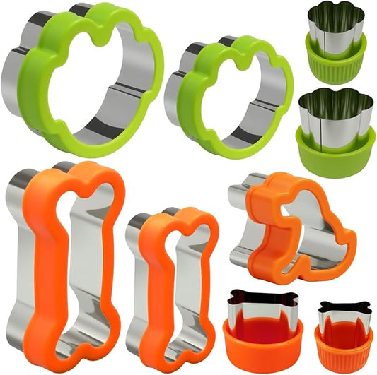 Dog Cookie Cutter Set, 9 Pieces - Bone, Paw Print, Puppy Shape Cookie Mold, Stainless Steel Dog Treats Biscuit Cutters with Plastic Cover, Assorted Sizes