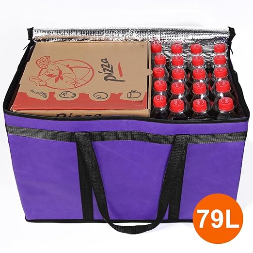 Bodaon Insulated Food Delivery Bag, XXX-Large Grocery Bags, Purple, 1-Pack | Meal Grocery Tote Insulation Bag for Catering/Drivers for Hot and Cold Food, Commercial, Large Capacity Reusable Warming Bag