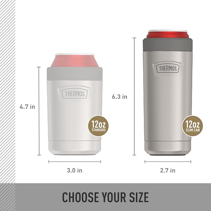 THERMOS ICON SERIES, Slim Beverage Can Insulator - 12 Ounce, Glacier - Vacuum Insulated Stainless Steel