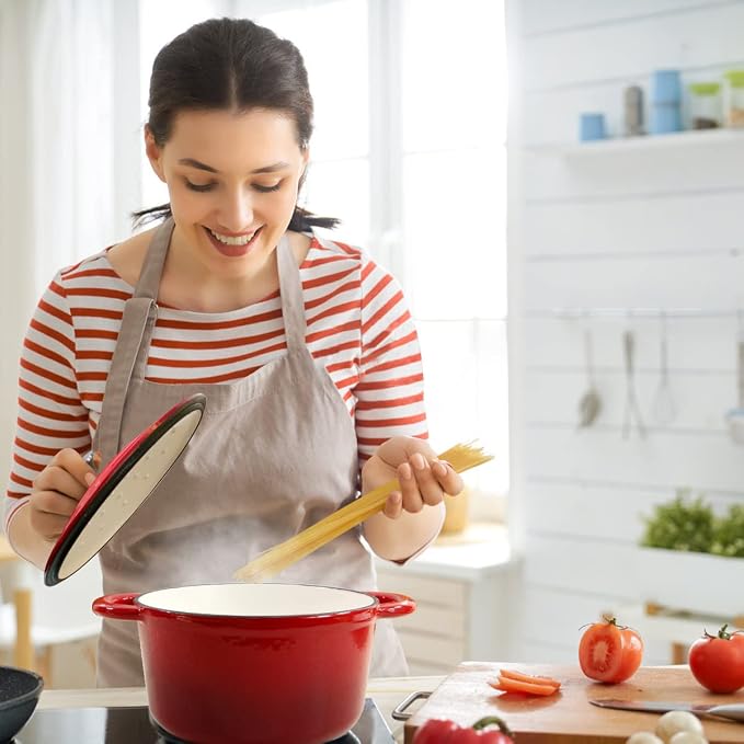 5 QT Enameled Cast Iron Dutch Oven with Self-Basting Lid, Heavy Duty Enamel Coated Soup Pot for Slow Cooking, Stews, Roasts & Bread Baking, Moisture Retention Cooking Pot, Oven Safe to 500°F