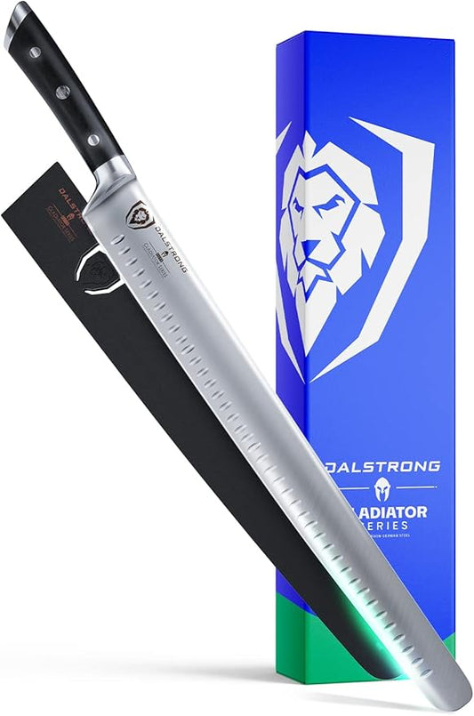 Dalstrong Extra-Long Slicing Knife - 14 inch - Gladiator Series Elite - Premium High Carbon German Steel - Black G10 Handle - Carving Knife Gift- Slicer, BBQ, Brisket - Sheath Included - NSF Certified