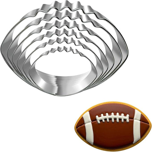 Football Cookie Cutter Set-6 Piece-4.5" 4.0" 3.5" 3.0" 2.5" 2"-Dishwasher Safe-Sports Cookie Cutters Bread and Fondant Baking Molds for Party