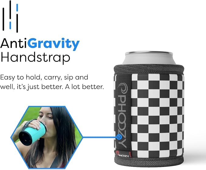 PHOOZY Insulated Can Cooler for 12 oz Cans - Patented Drink Sleeve with NASA-Inspired Technology - Keeps Beer, Soda & Sparkling Water Cold Longer - Lightweight Outdoor Can Holder - Checkered
