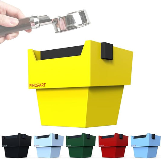 Espresso Knock Box, 5.4 in, Barista Style Espresso Grounds Knock Box, Removable Silicone Knock Rod, Silicone Non-Slip Base, Espresso Maker Accessory (Yellow)